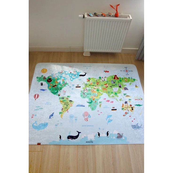Spielmatte mit Weltkarte 44 x 44 x +0 cm +null Blau 89860189 [en. casa] – Bild 5