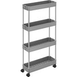 Songmics Beistellwagen, Rollwagen mit 4 Ebenen, Aufbewahrungswagen, grau