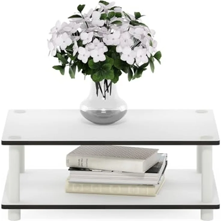 Furinno JUST Couchtisch, 2-stufiger Moderner Couchtisch Mit Offenem Regalboden, Beistelltisch Mit Werkzeugloser Montage, Für Wohnzimmer, Schlafzimmer, Homeoffice, Reinweiß – Bild 3