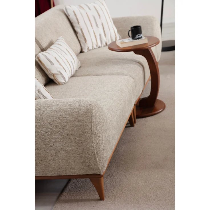 Sitzgruppe/Sofa Set - Wohnzimmergarnitur "Calathea" 3+2+1 + Hocker-Beige – Bild 7