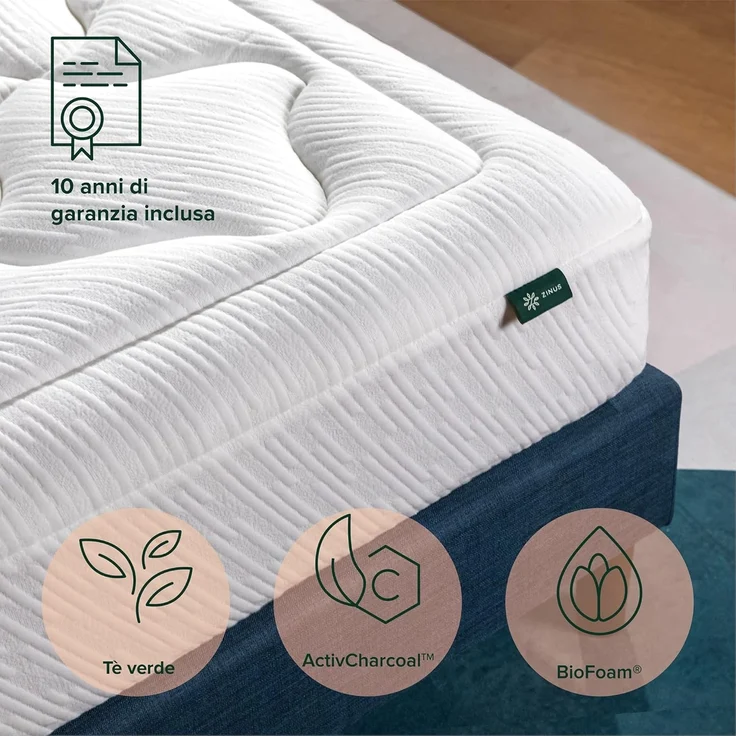 Zinus Matratze aus Memory-Schaum Cloud, Memory Foam, Weiß, 120x190 cm – Bild 5