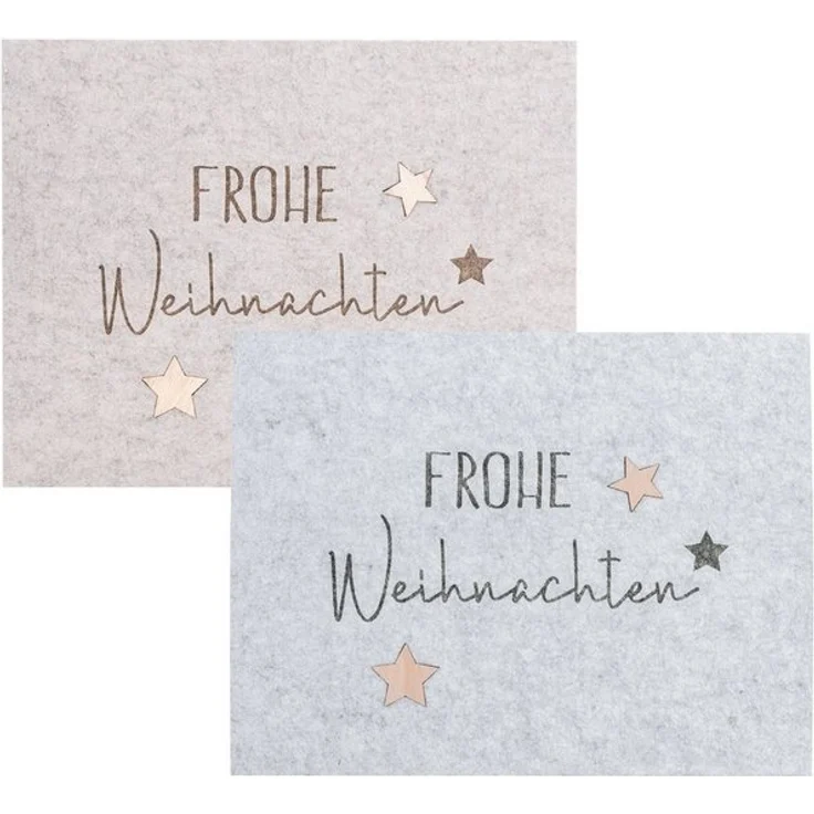 Levandeo® Platzset, 2er Set Platzset Frohe Weihnachten Filz Grau Beige Tischset XMAS – Bild 4