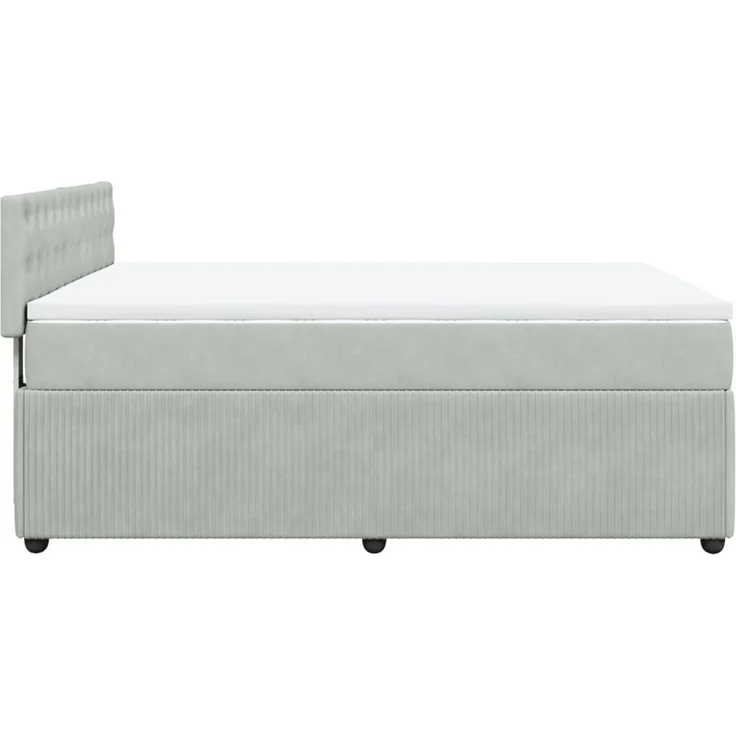 vidaXL Boxspringbett mit Matratze Hellgrau 160x200 cm Samt 3290094 – Bild 7