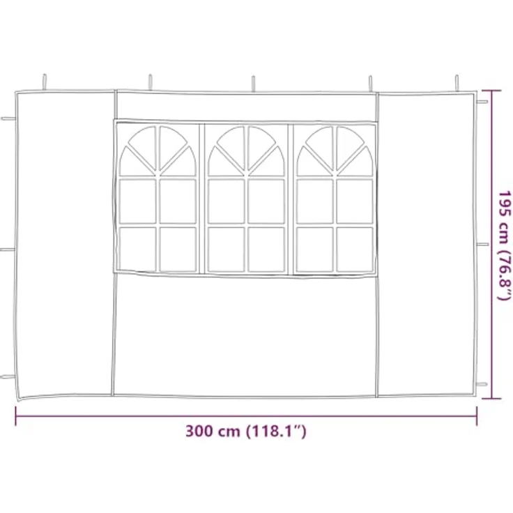 vidaXL Pavillon 300 x 195 cm, Party Zelt Seitenteil 2er Set in Hellgrau aus PE – Bild 3