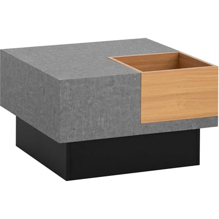 Livetastic Couchtisch Grau, quadratisch, Holzwerkstoff in Betonoptik, 65x40x65 cm, offenes Fach, einfacher Aufbau – Bild 1