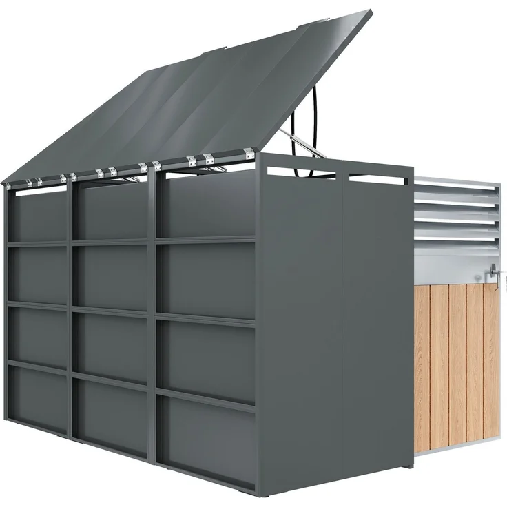 Mülltonnenbox, Mülltonnenverkleidung, 120L 240L, wetterfest, Container, Abfallbehälter, Tonnenhaus, Gartenbox, abschließbare Müllbox (4 Tonnen) – Bild 9