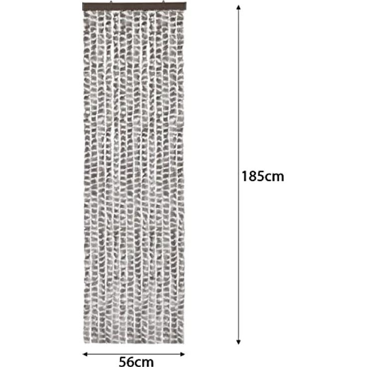 Moritz Flauschvorhang aus Chenille 56 x 185 cm taupe weiß gesteift Türvorhang als Fliegenschutz Insektenschutz für Camping Wohnwagen – Bild 3