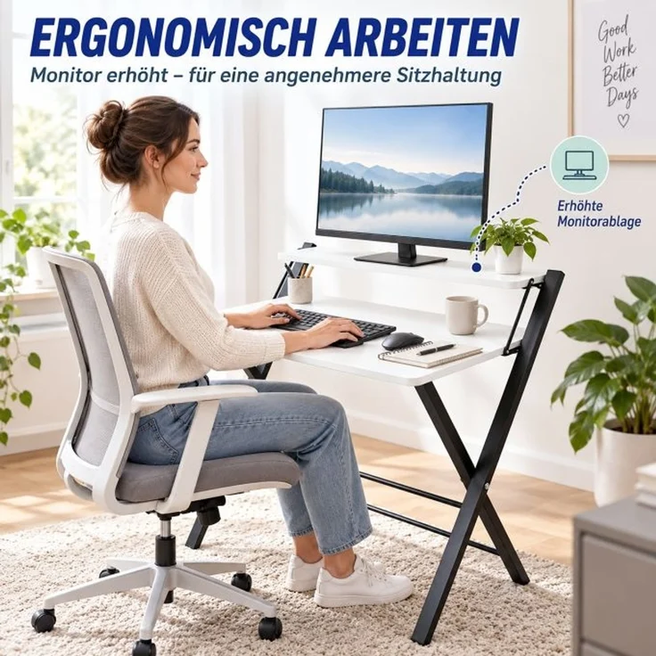 Relaxdays Klappbarer Schreibtisch Monitoraufsatz – Bild 6