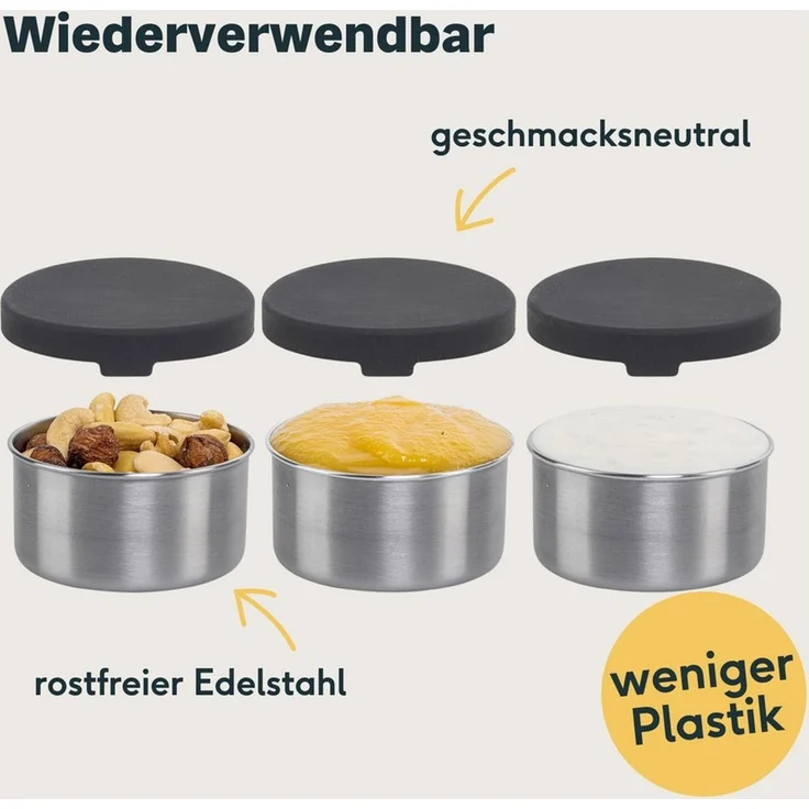 SILBERTHAL Dipschale Mini Dose aus Edelstahl 3er Set, Edelstahl, (3-tlg) – Bild 2