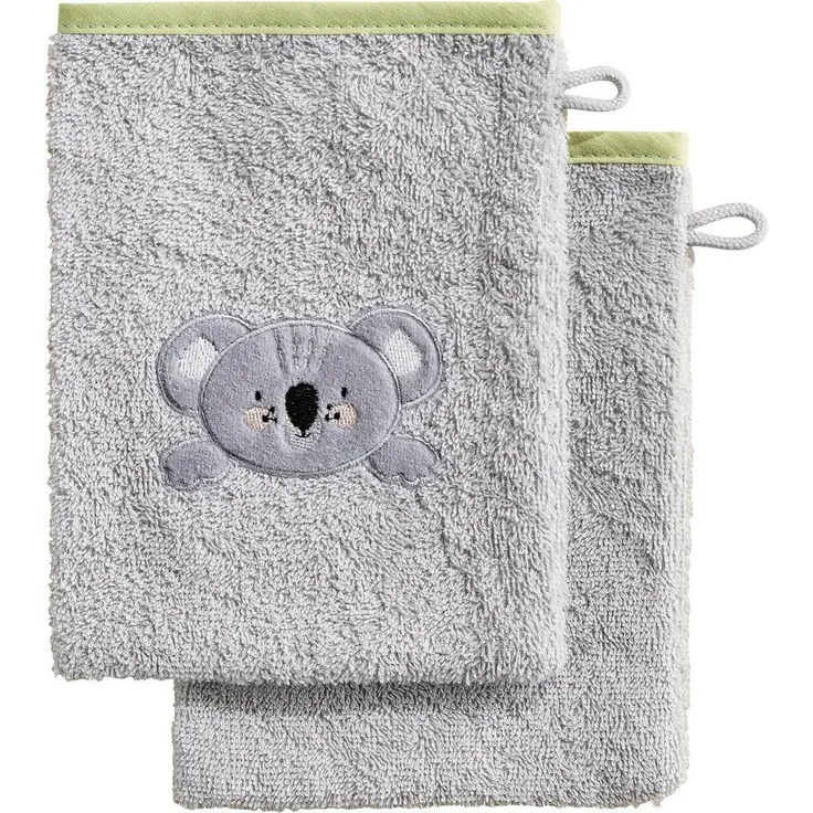 Erwin Müller Waschhandschuh Kinder-Waschhandschuh "Koala" 2er-Pack, (2-St), Walk-Frottier Uni