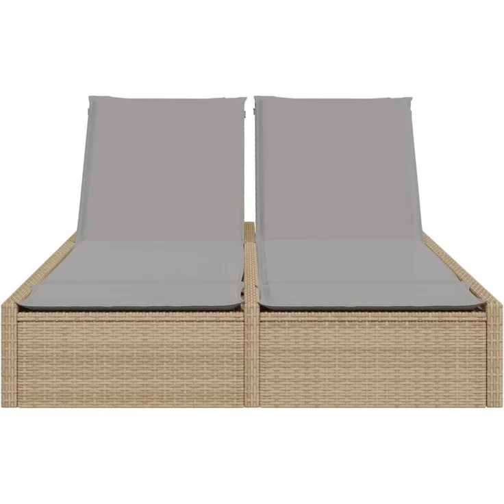 vidaXL Doppel-Sonnenliege mit Auflagen Beige Poly Rattan 368631 – Bild 2