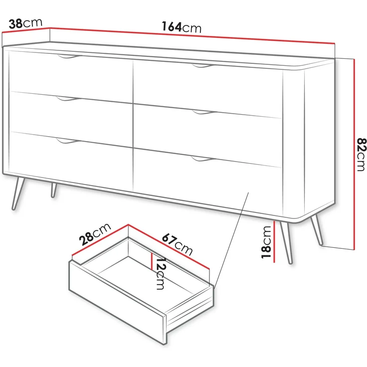 Kommode Literpo 6S (Farbe: Weiß) – Bild 5