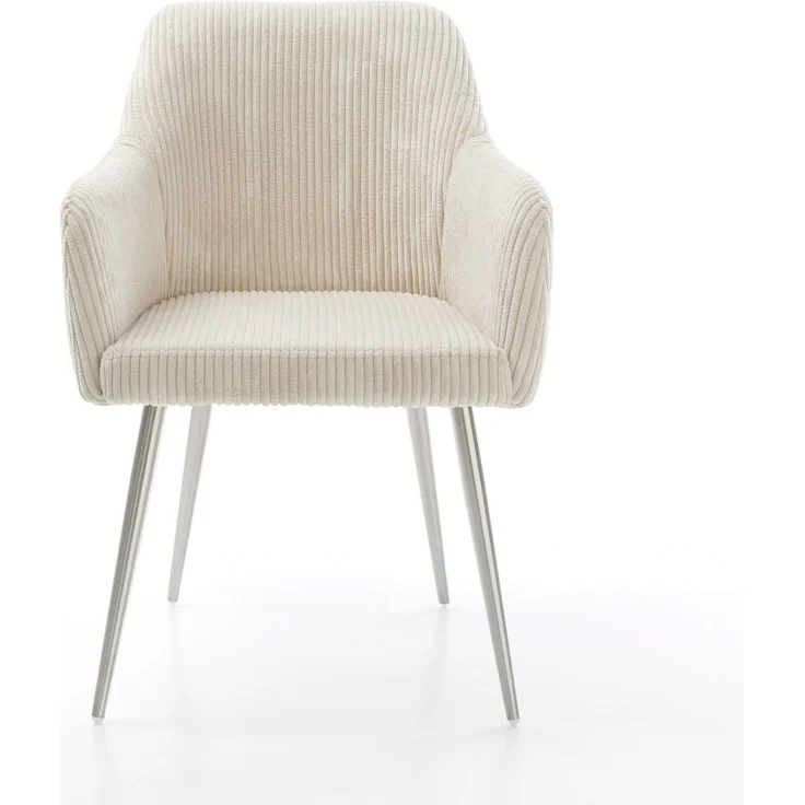 Esszimmerstuhl Greg-Flex Cord Beige 4-Fuß konisch Edelstahl Taschenfederkern – Bild 2