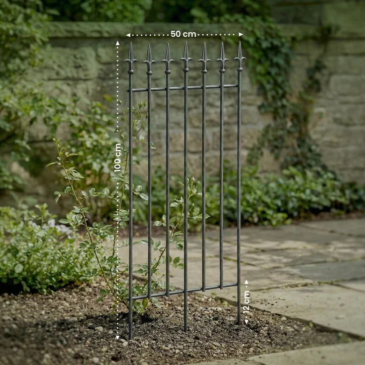 Rankgitter FREYA - 50x0,7x100cm, Metall, Anthrazit | Rankhilfe Kletterpflanzen Gartendekoration – Bild 2