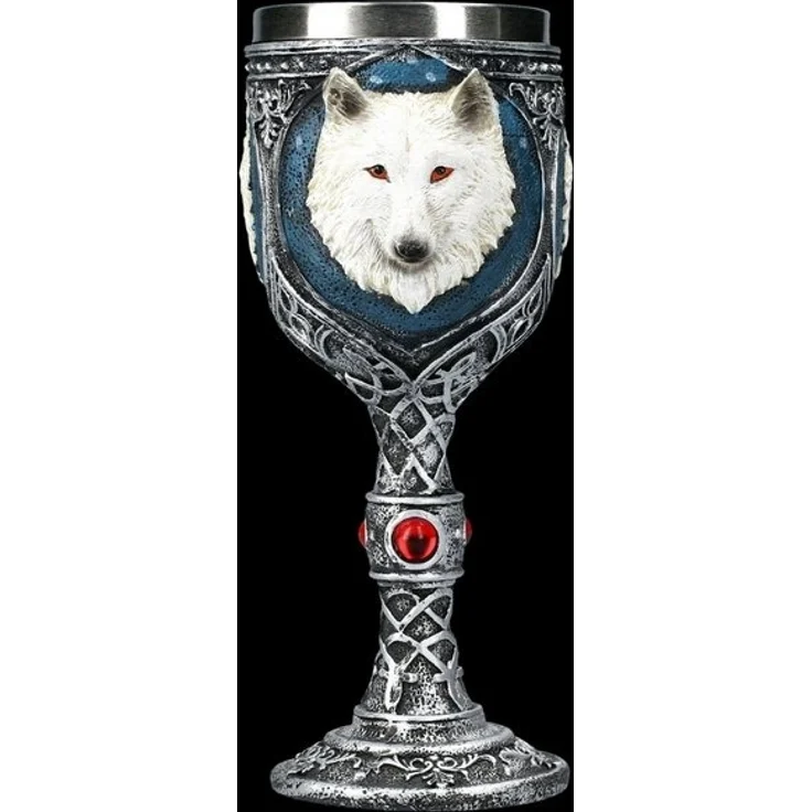 Vogler 816-1978 Weißer Wolf keltischer Kelch mit Metalleinsatz Weinkelch – Bild 4