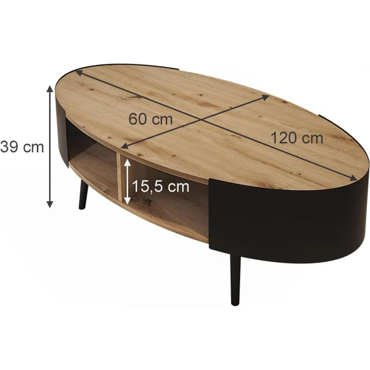 Couchtisch Eiche 120x60 cm Vicco – Bild 2