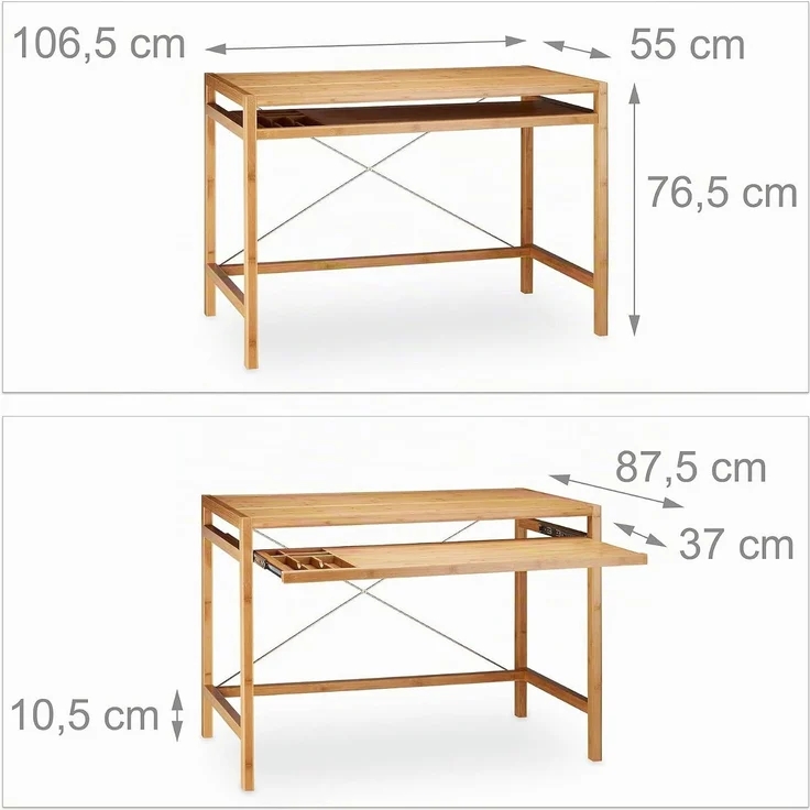 Relaxdays Computertisch Holz mit Tastaturauszug – Bild 3