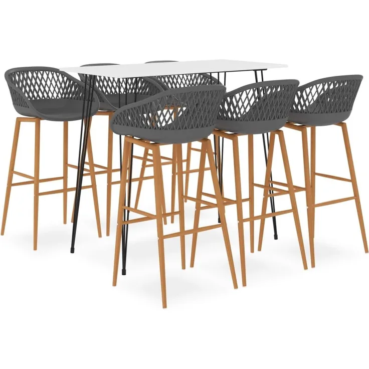 vidaXL 7-tlg. Bar-Set Weiß und Grau 3057422