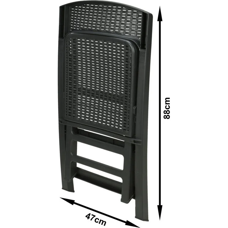 Progarden Garten-Essgruppe Gartenmöbel Sitzgruppe Balkonmöbel Terrasse, (Set, 5-tlg, Tisch + 4 Klappstühle), Möbelset, 4 Stühle, 1 Tisch, Kunststoff, Rattan-Optik – Bild 2