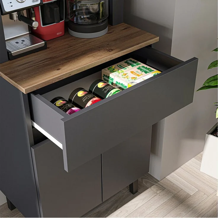 Roomart Küchenregal VENEDIK Küchenschrank 60 cm, Buffet, Schublade in 4 Farben, Buffet- & Mehrzweckschrank, LED Bogennische, Schublade, 4 Farben, 18 mm Platten – Bild 3