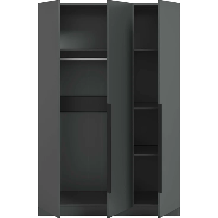 Kleiderschrank 3-türig (B/H/T: 120x180x52 cm) in anthrazit – Bild 3