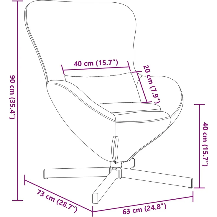 vidaXL Eiersessel Hellgrau 63 x 73 x 90 cm Samt 42002756 – Bild 10