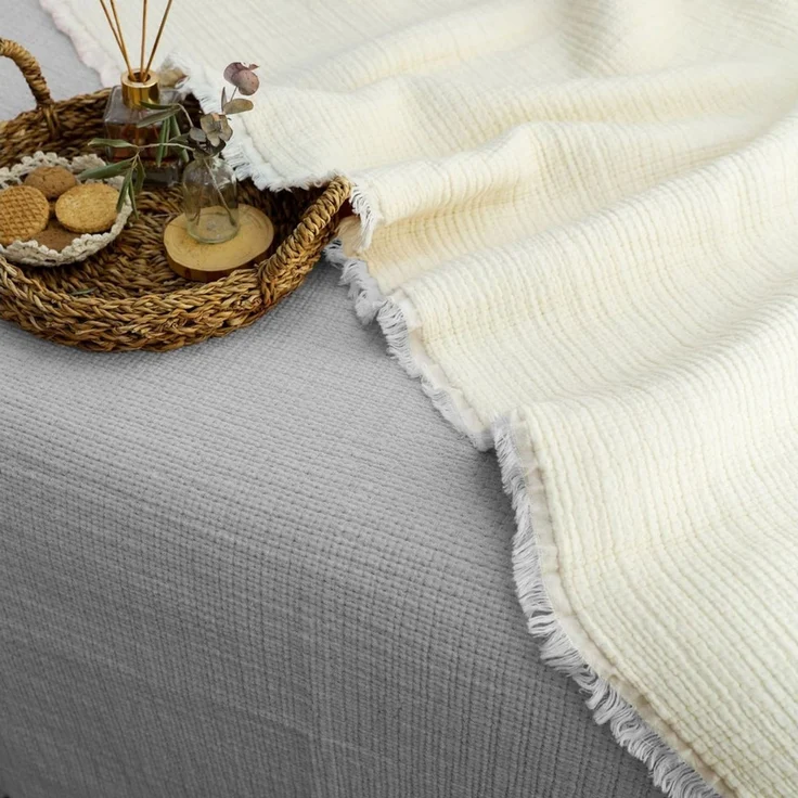 M-Diamant Tagesdecke Musselindecke Wohndecke 100% Baumwolle Babydecke Kuscheldecke, beidseitig verwendbar – Bild 4