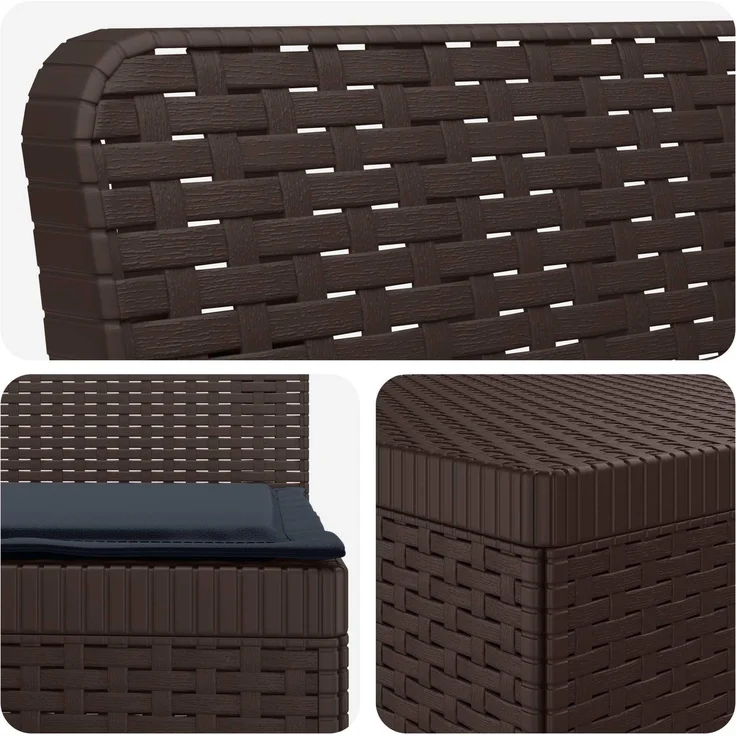 vidaXL 6-Sitzer Garten Sofa mit Kissen Rattan Look PP Braun 3444113 – Bild 7