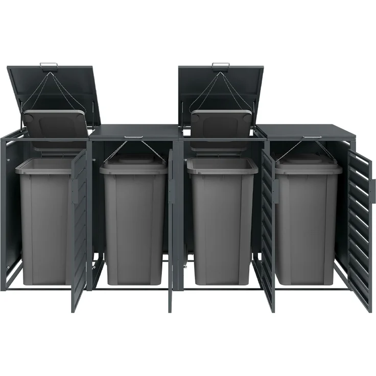 STEELSØN 'Kestra' Mülltonnenbox 4er je 240 Liter, anthrazit, Mülltonnenverkleidung aus Stahl, wetterfest, 116x80x268 cm, Müllbox für 4 Tonnen – Bild 8