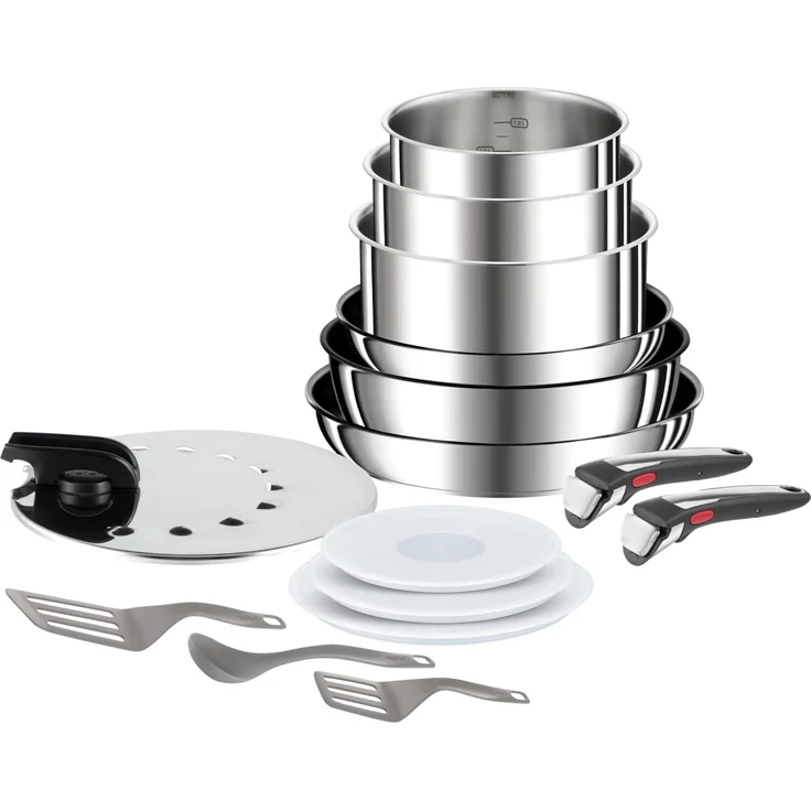 Tefal Ingenio Preference On 15-teiliges Topf und Pfannenset abnehmbarer Griff, stapelbar, platzsparend, Topfset Induktion mit Antihaftversiegelung, einfache Handhabung und Reinigung, L97495 – Bild 1