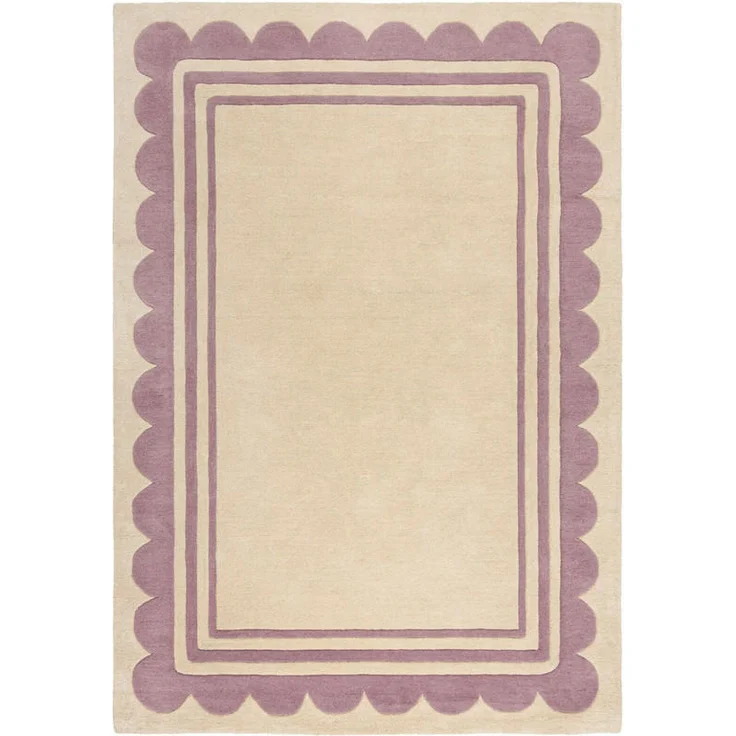 XXXLutz Handwebteppich Lois, Lila-Beige, rechteckig 160x230 cm, AZO-frei, Handmade in India, für Fußbodenheizung geeignet