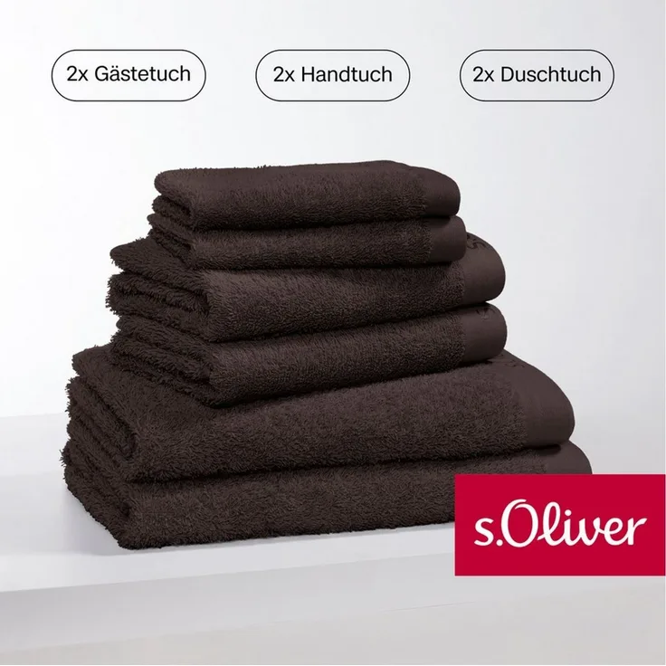 s.Oliver Handtuch Set s.Oliver, Premium Qualität, 600 gr/m², Walkfrottier (Set, 6-St), 2 Gästetücher 30x50, 2 Handtücher 50x100, 2 Duschtücher 70x140