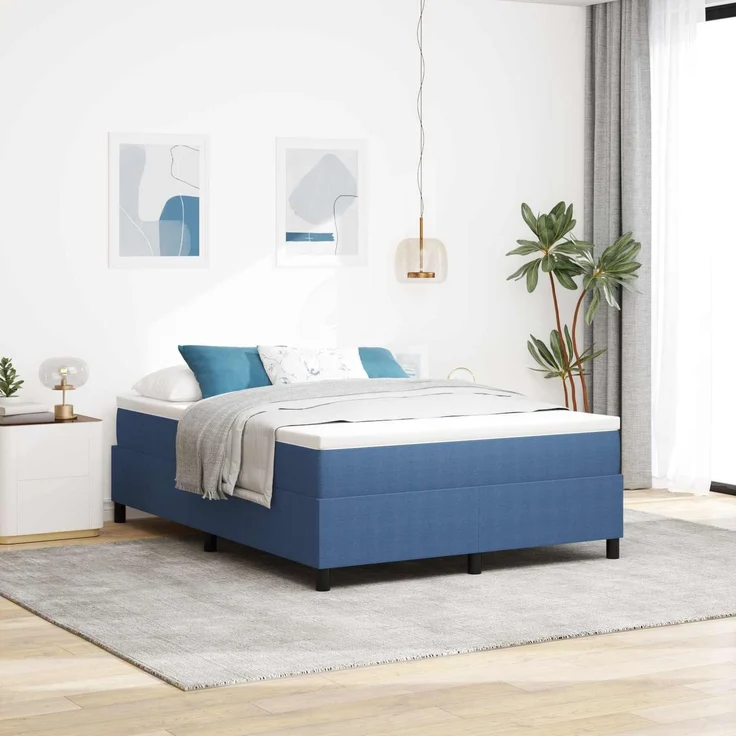 vidaXL Plattformbettgestell Blau 140 x 200 cm Cordstoff 3337415 – Bild 1