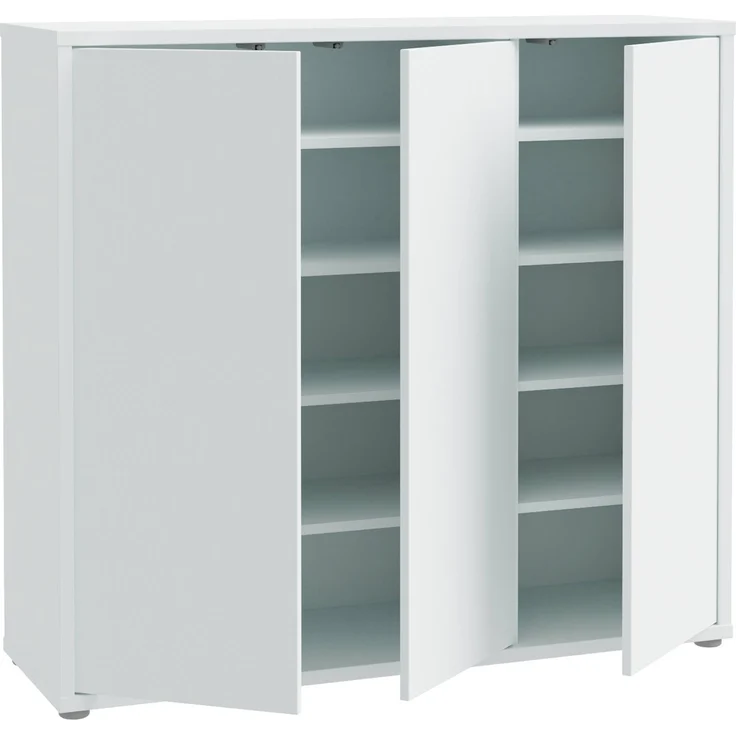 Forte ALICE SPRINGS Schuhschrank 100 110, moderner Flurschrank mit 3 Türen und 8 Einlegeböden, Holzwerkstoff, Secret Grey, 109,2 cm breit x 99,1 cm hoch x 34,9 cm tief – Bild 5