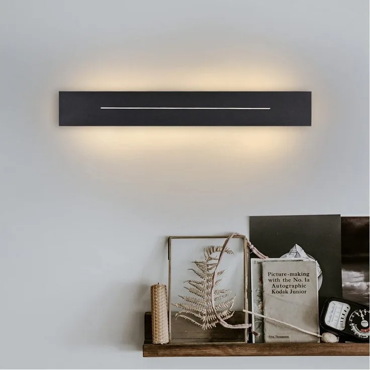 Nettlife Wandleuchte LED Wandleuchte 30cm Schwarz warmweiß schlanke, LED fest integriert, Warmweiß, für Treppenhaus Schlafzimmer Flur Wohnzimmer Kinderzimmer