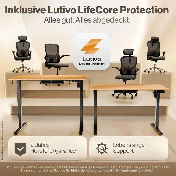 LUTIVO Foxtrot, Höhenverstellbarer Schreibtisch Elektrisch, Memory-Funktion und Kabelmanagement, 120 x 60 cm, Schwarz/Holz – Bild 7