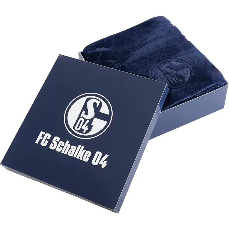 Wohndecke FC Schalke 04 geprägt in Geschenkbox Navy 150 x 200 cm 100% Polyester, FC Schalke 04