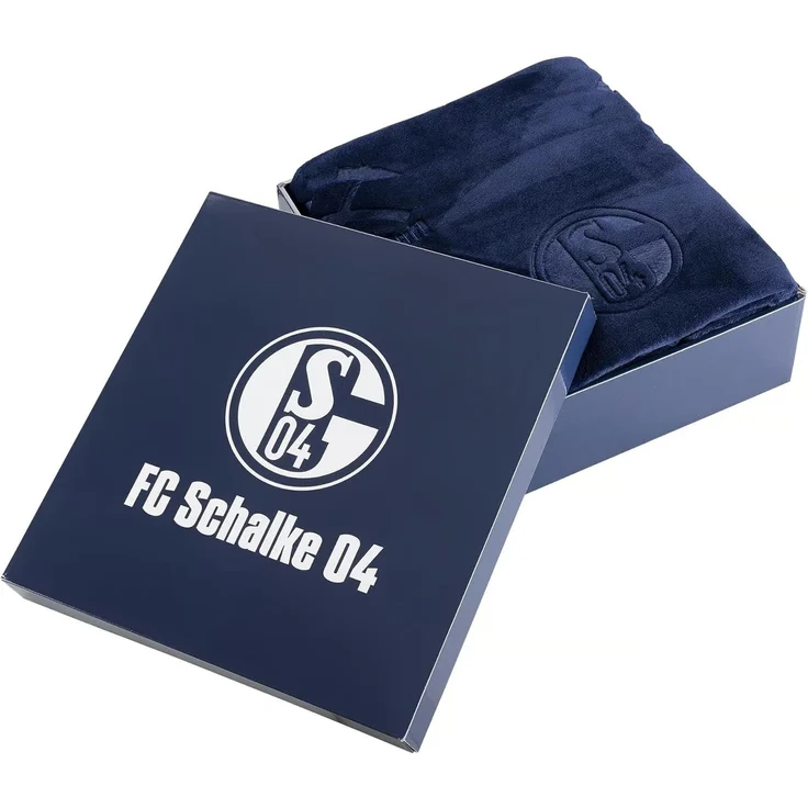 Wohndecke FC Schalke 04 geprägt in Geschenkbox Navy 150 x 200 cm 100% Polyester, FC Schalke 04 – Bild 1