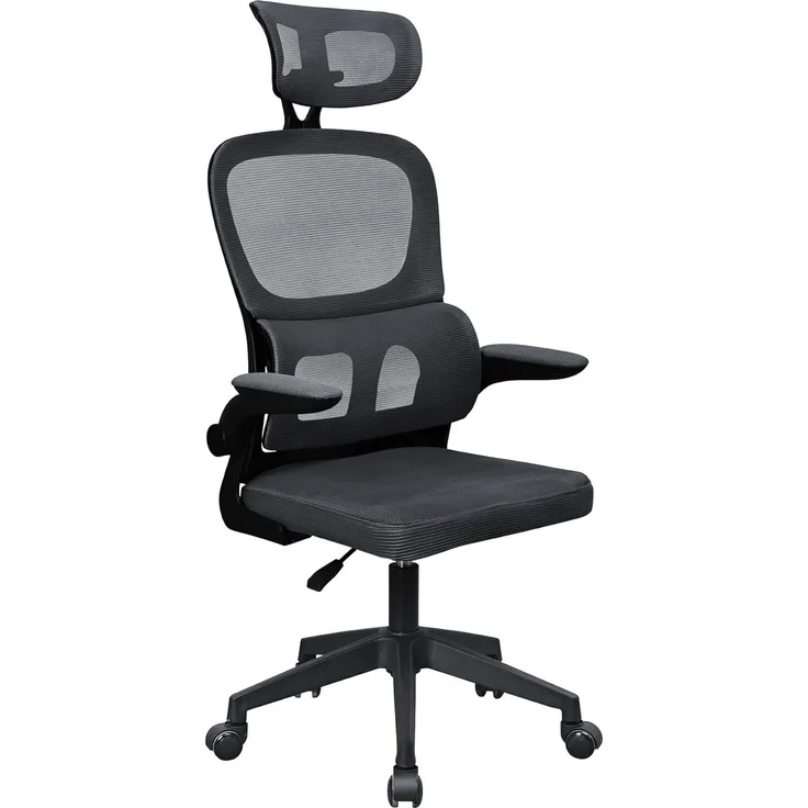 Mars Gaming MGC-ERGOPRO, Professioneller Ergonomischer Stuhl, Aktive Lordosenstütze, Atmungsaktives Netz, Höhenverstellbar 120-130cm, Klappbare Armlehnen, Verstellbare Kopfstütze, Bürostuhl, Schwarz