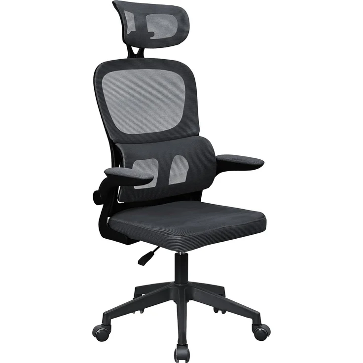 Mars Gaming MGC-ERGOPRO, Professioneller Ergonomischer Stuhl, Aktive Lordosenstütze, Atmungsaktives Netz, Höhenverstellbar 120-130cm, Klappbare Armlehnen, Verstellbare Kopfstütze, Bürostuhl, Schwarz