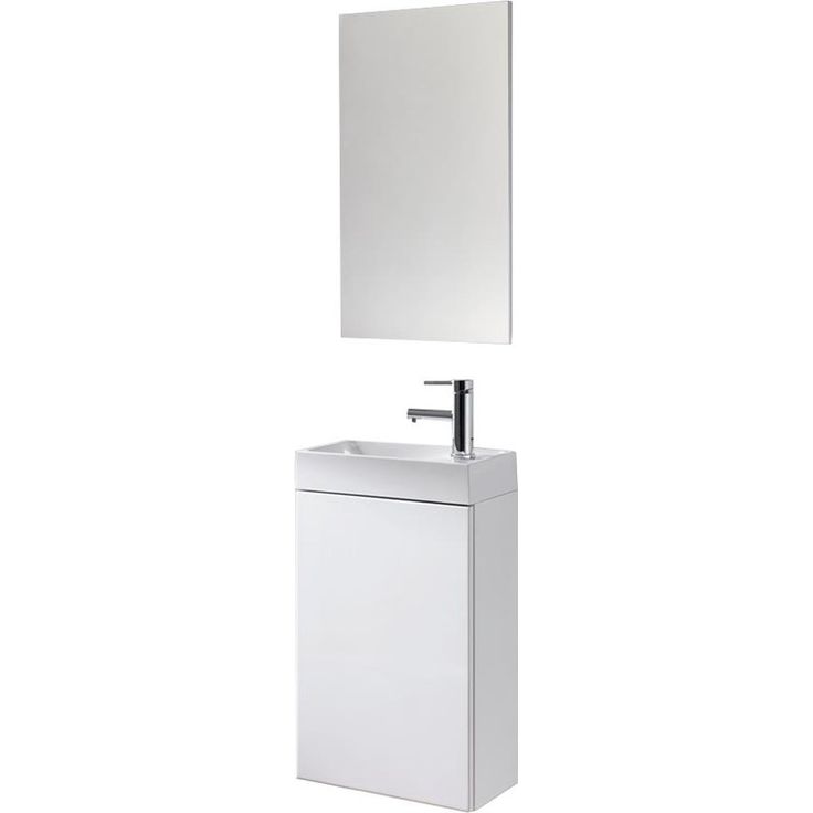 Dansani Selina Möbelpaket, Badezimmermöbel mit 40 cm weißer Porzellanspüle und Spiegel, Hochglanzfinish