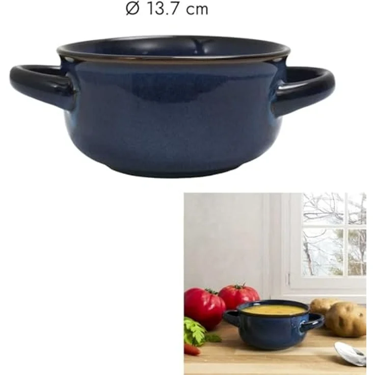 HOME DECO FACTORY, KA0429, Durable Stoneware Soup Bowl, Elegant and Timeless Design, Ideal for Soups, Salads and Desserts, Dishwasher Safe, Size: Large, Color: Blue – Bild 5