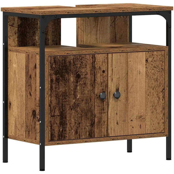 vidaXL Badezimmer Waschbeckenmöbel mit Regal 3 pcs Braun Holzwerkstoff 3332550 – Bild 5