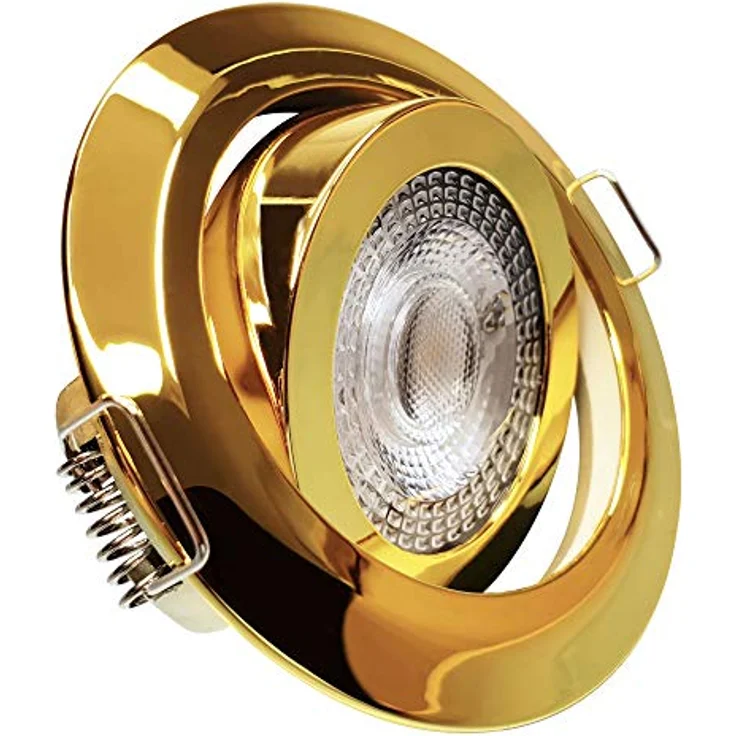 Maxkomfort K O M F O R T 6x LED Einbaustrahler Ultraflach 5W Gold, schwenkbar, warmweiß, 230V, 30mm hoch, 360 Lumen, langlebig – Bild 2