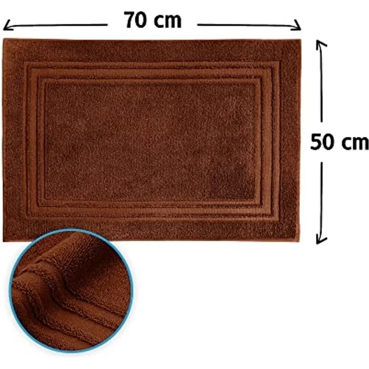 Komfortec Badematte Badvorleger aus 100% Baumwolle, 50x70 cm Duschvorleger, Waschbar Duschmatte, Frottee, Rechteckig, 600 g/m², 2er Set, Saugfähig & Schnelltrocknend – Bild 2