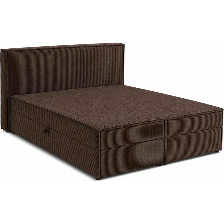 KRISAN MÖBEL Kontinentallbett ASTI Stoff POSO-Cord in Braun 180 × 200 x 106 cm Bett mit Bettkasten und Topper inklusiv Bronze – Bild 1