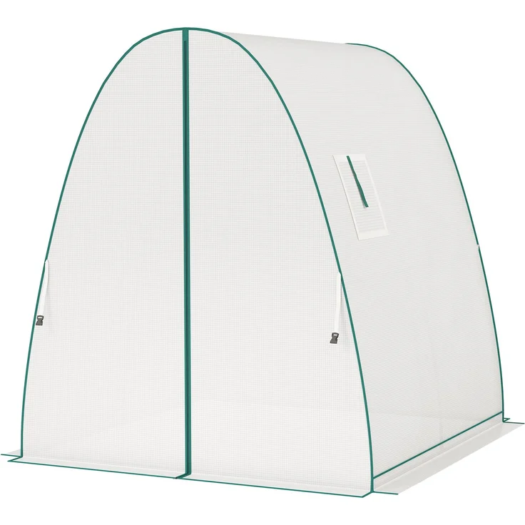 Wohnora-Gartengewächshaus 1,8 x 1,8 x 2 m mit Rolltoren und großen Fenstern, Tunnelgewächshaus, weiß,H 2000cm x T 990cm x B 1800cm – Bild 3