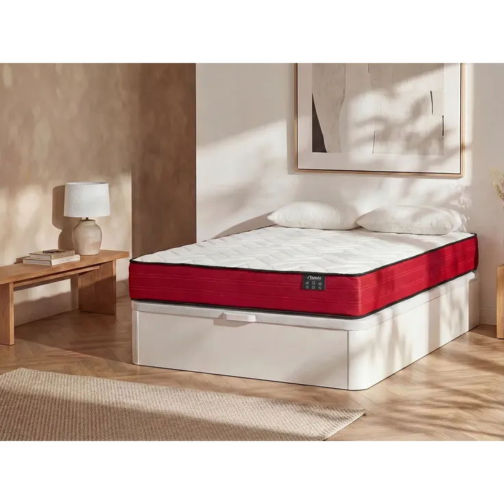 Vente-unique - JUBIA Set aus Matratze und Bettgestell StoffHolz, Platte Weiß - B 160 cm x H 20 cm30 cm x L 200 cm