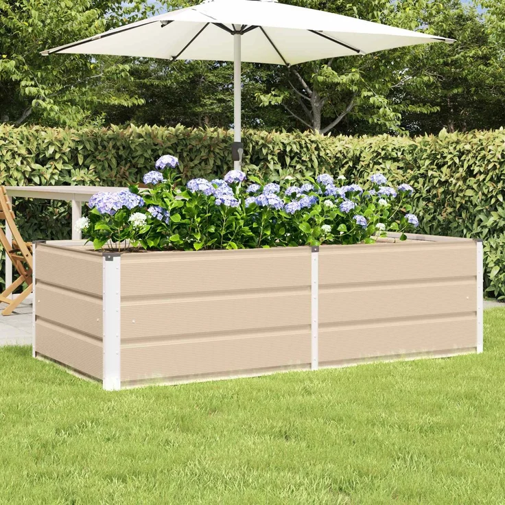 vidaXL Pflanzkübel Elfenbein 160 x 80 x 45 cm Stahl 42018088 – Bild 1