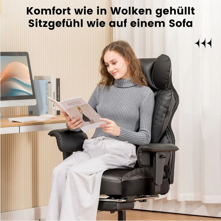 GTPLAYER Bürostuhl Gaming Stuhl Gamer Stuhl gaming stuhl Schreibtischstuhl Chefsessel, Bequeme Sitzkissen – Bild 2